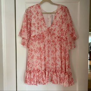 Flowy pink floral romper